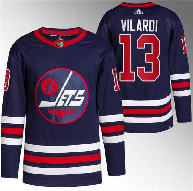 Men%27s Winnipeg Jets #13 Gabriel Vilardi 2021-22 Navy Stitched Jersey